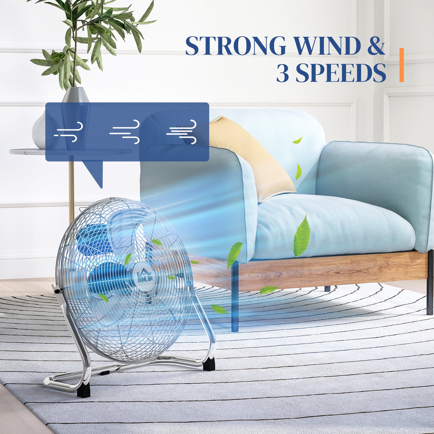 Metal Desk Fan, Electric Table Fan with 3 Speed Settings, Silver
