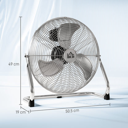 Metal Desk Fan, Electric Table Fan with 3 Speed Settings, Silver