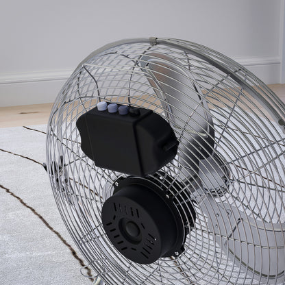 Metal Desk Fan, Electric Table Fan with 3 Speed Settings, Silver