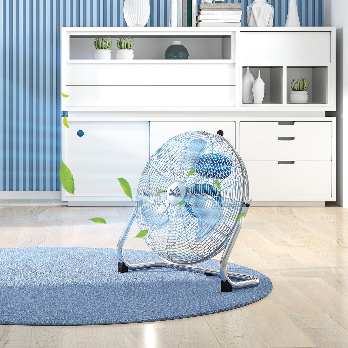 Metal Desk Fan, Electric Table Fan with 3 Speed Settings, Silver