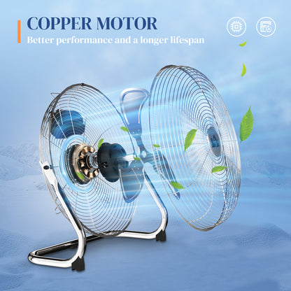 Metal Desk Fan, Electric Table Fan with 3 Speed Settings, Silver