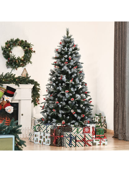 6FT Artificial Snow Dipped Christmas Tree Xmas Holiday Pencil Tree Green