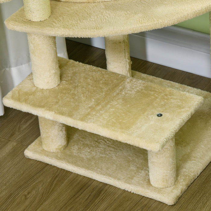 Sisal 100cm Cat Tree Tower with Sisal Scratching Post Cream White