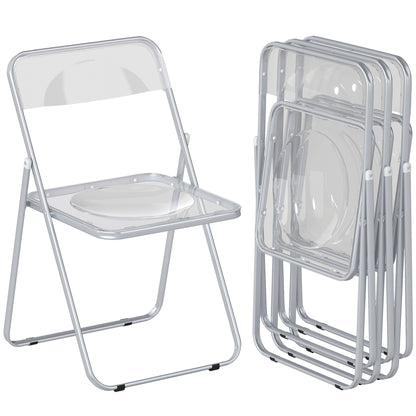 Foldable Chairs with Heavy Duty Steel Frame, Clear