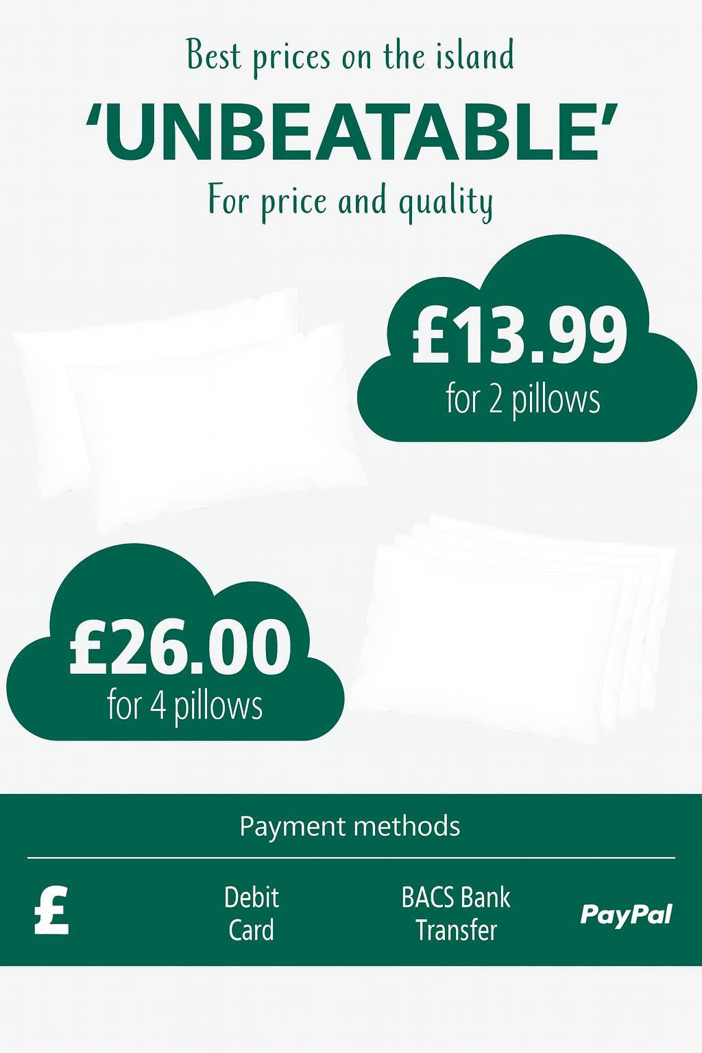 Superior Polycotton Bounce Back Pillows: 2 Pack, Soft Support Bounce To Back Hotel Quality Extra Filling Bed Design