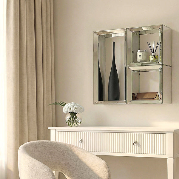 Uno - Mirrored Wall Shelves - 2 Square & 1 Rectangle