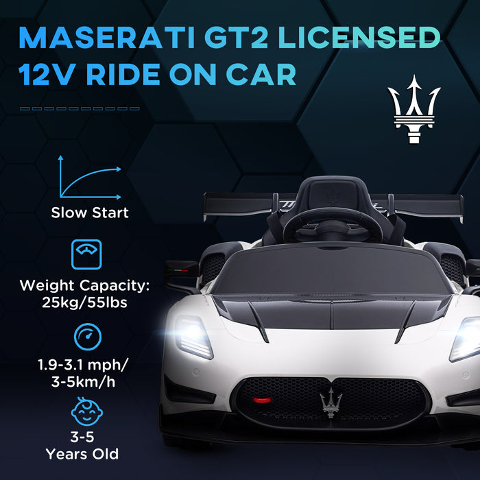 Maserati GT2 Licensed 12V Electric Ride on Car w/ Remote - White