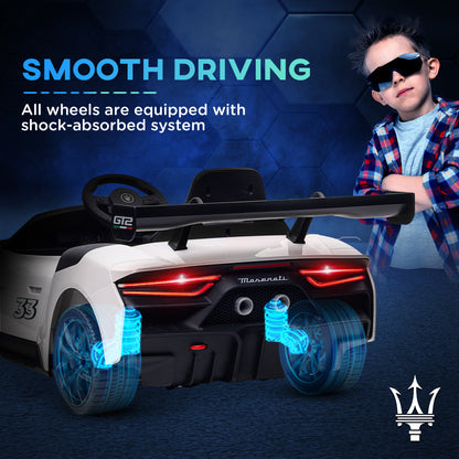 Maserati GT2 Licensed 12V Electric Ride on Car w/ Remote - White