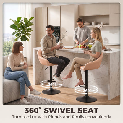 Bar Stools Adjustable Height Backrest Set of 2, Brown