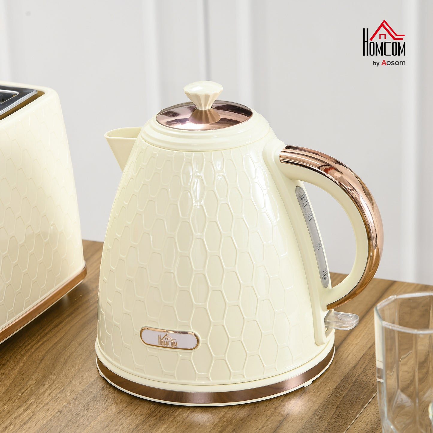 Electric Kettle, Fast Boil, 1.7L, 3KW, Swivel, Auto Shut-off, Beige
