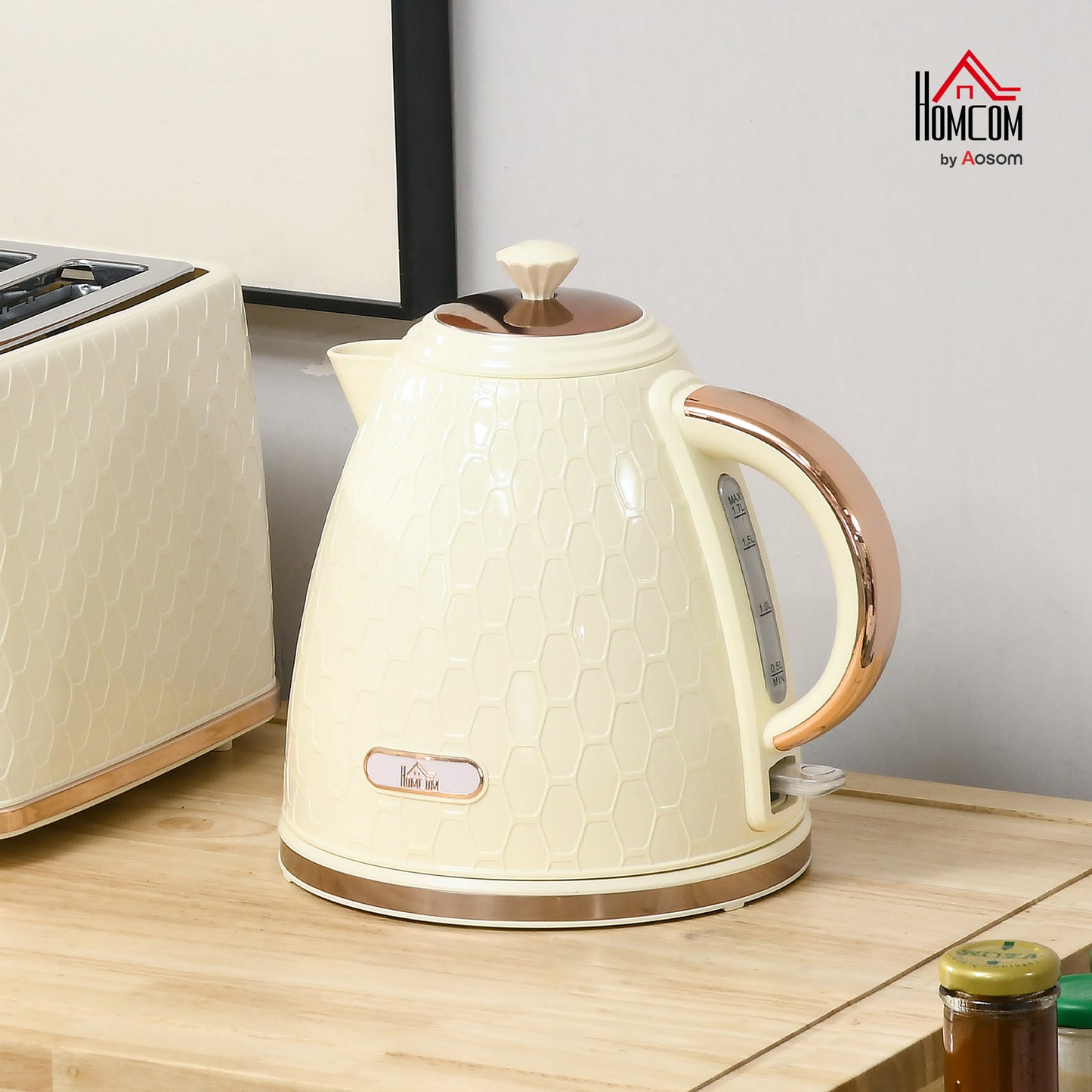 Electric Kettle, Fast Boil, 1.7L, 3KW, Swivel, Auto Shut-off, Beige