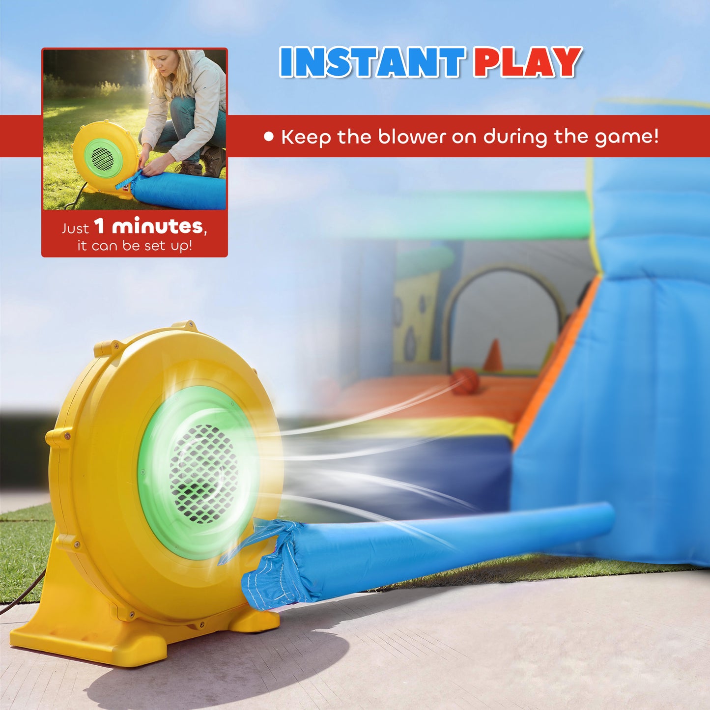 8 in 1 Bouncy Castle for Kids, Inflatable Bounce House with Slide