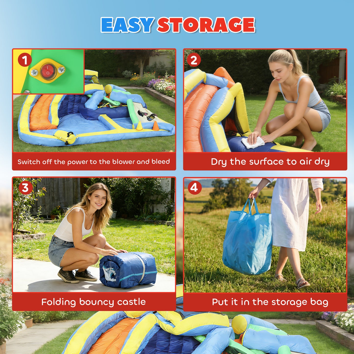 8 in 1 Bouncy Castle for Kids, Inflatable Bounce House with Slide