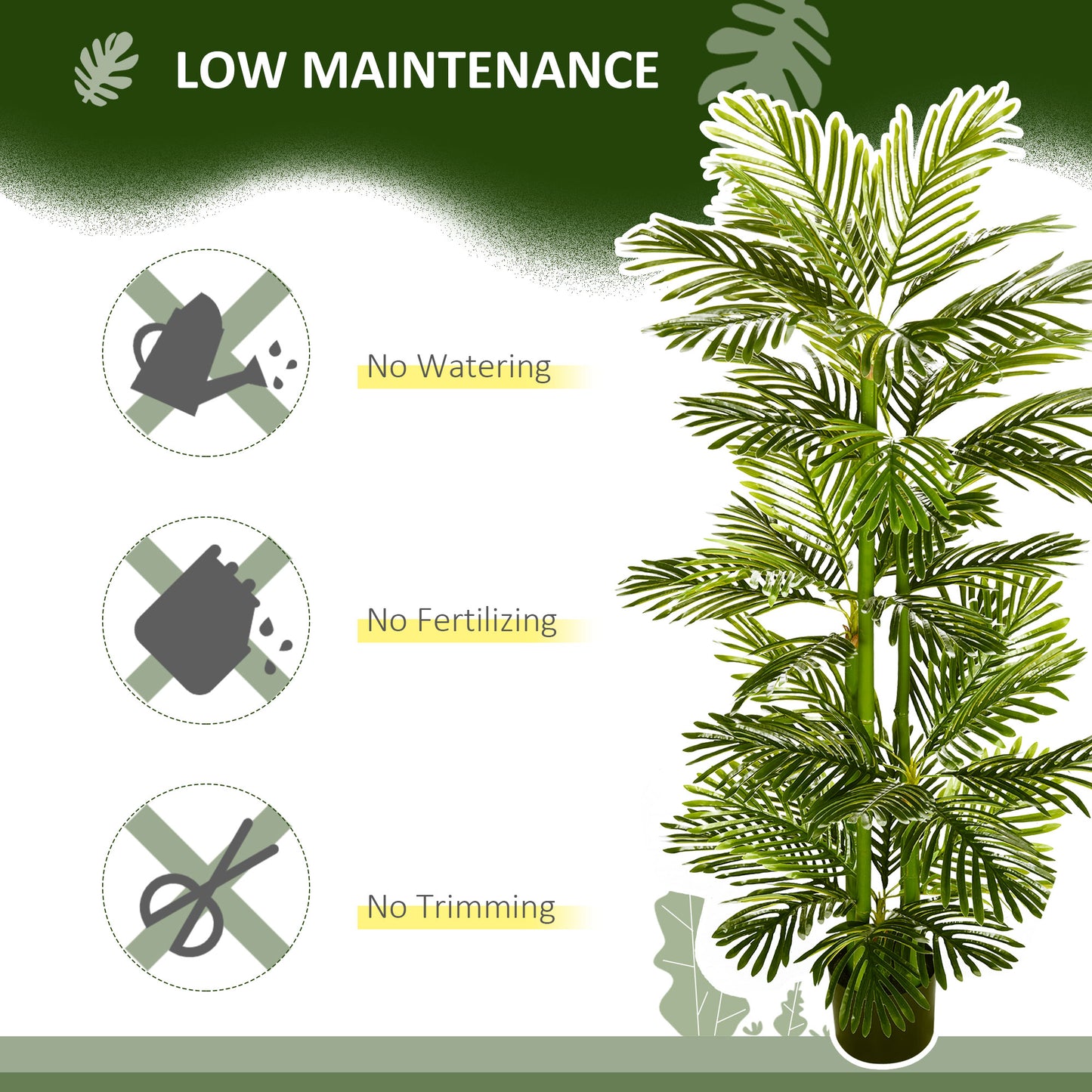 Artificial Plant Tropical Palm in Pot, Fake Plants for Home Indoor Outdoor Decor, 15x15x140cm