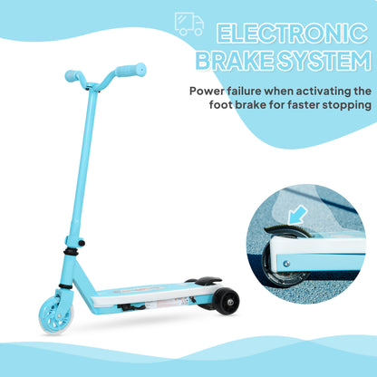 Electronic Ride on Scooter for Kids w/ Auxiliary Rear Wheels, Blue