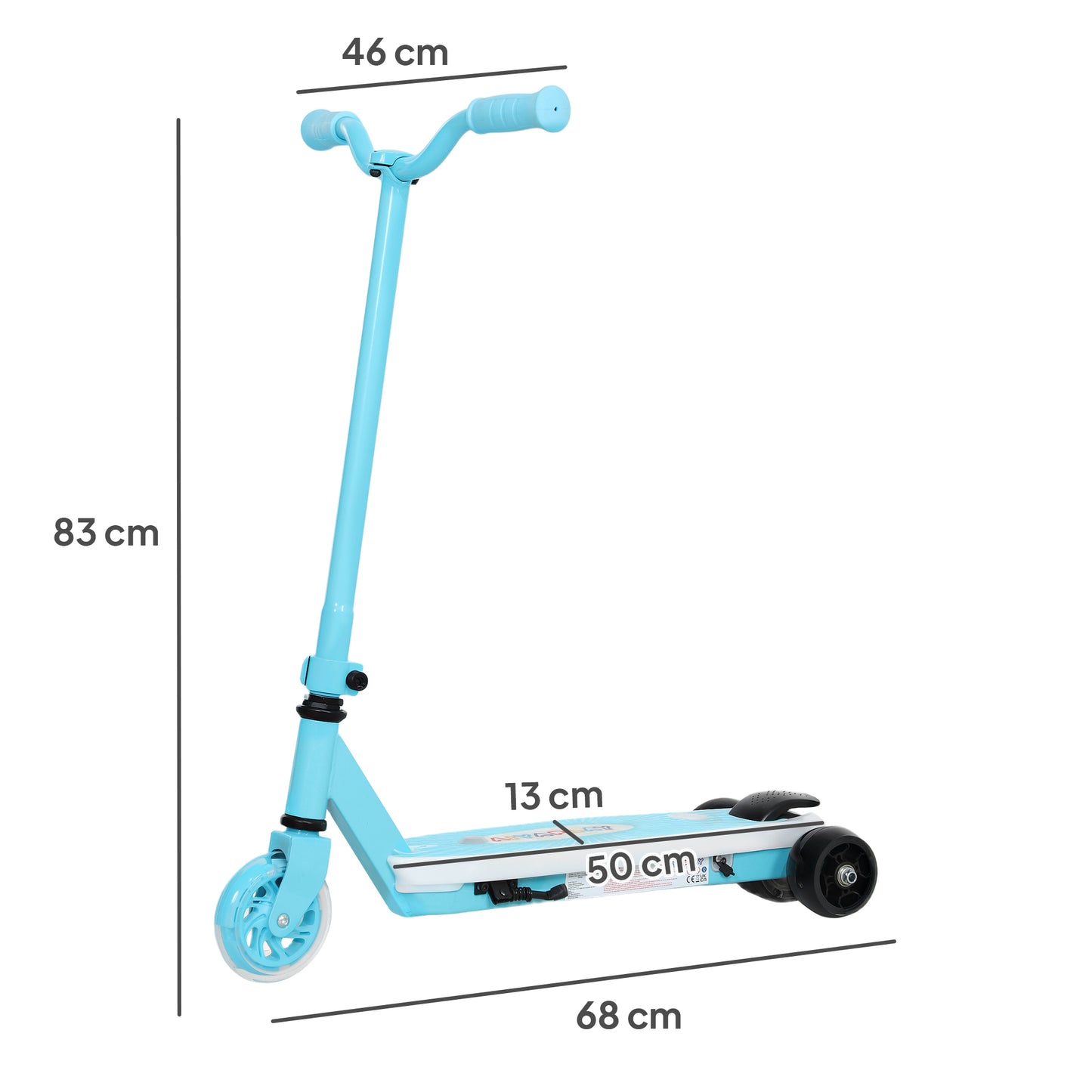 Electronic Ride on Scooter for Kids w/ Auxiliary Rear Wheels, Blue
