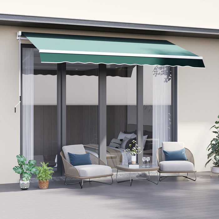 2.5m x 2m Garden Patio Manual Awning Canopy Sun Shade Shelter Retractable with Winding Handle Green