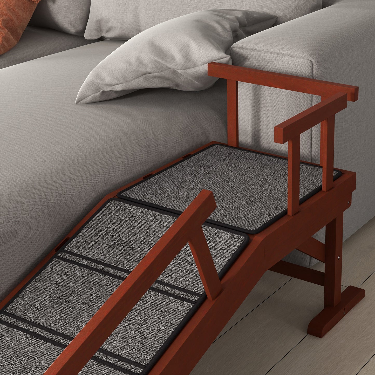 Wooden Dog Ramp with Removable Guardrails, Non-Slip Surface, 125 cm