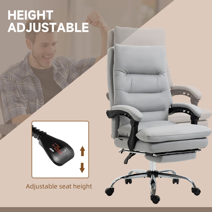 Vibration Massage Office Chair with Heat, Microfibre Computer Chair with Footrest, Armrest, Reclining Back, Double-tier Padding, Grey