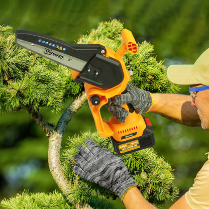 8 Inch Electric Chainsaw with Brushless Motor, 2 Batteries, Orange