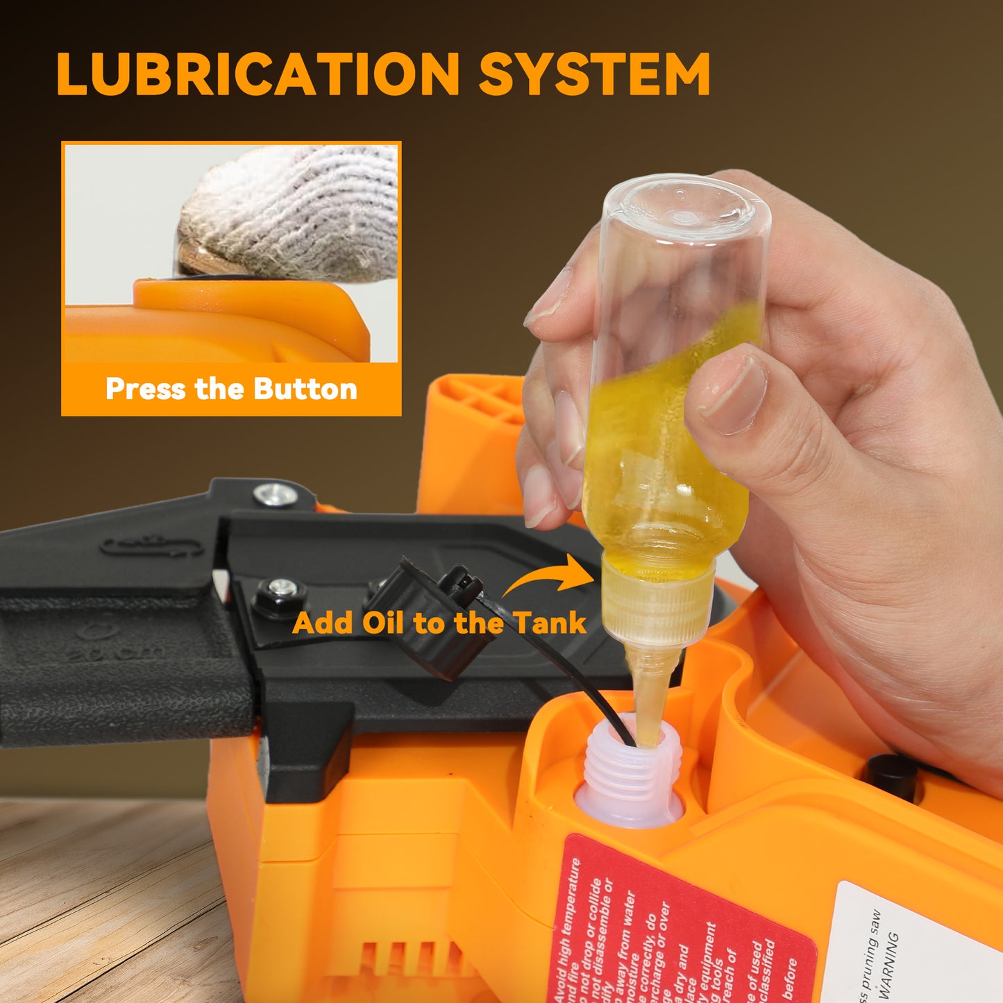 8 Inch Electric Chainsaw with Brushless Motor, 2 Batteries, Orange