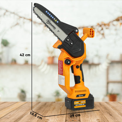 8 Inch Electric Chainsaw with Brushless Motor, 2 Batteries, Orange
