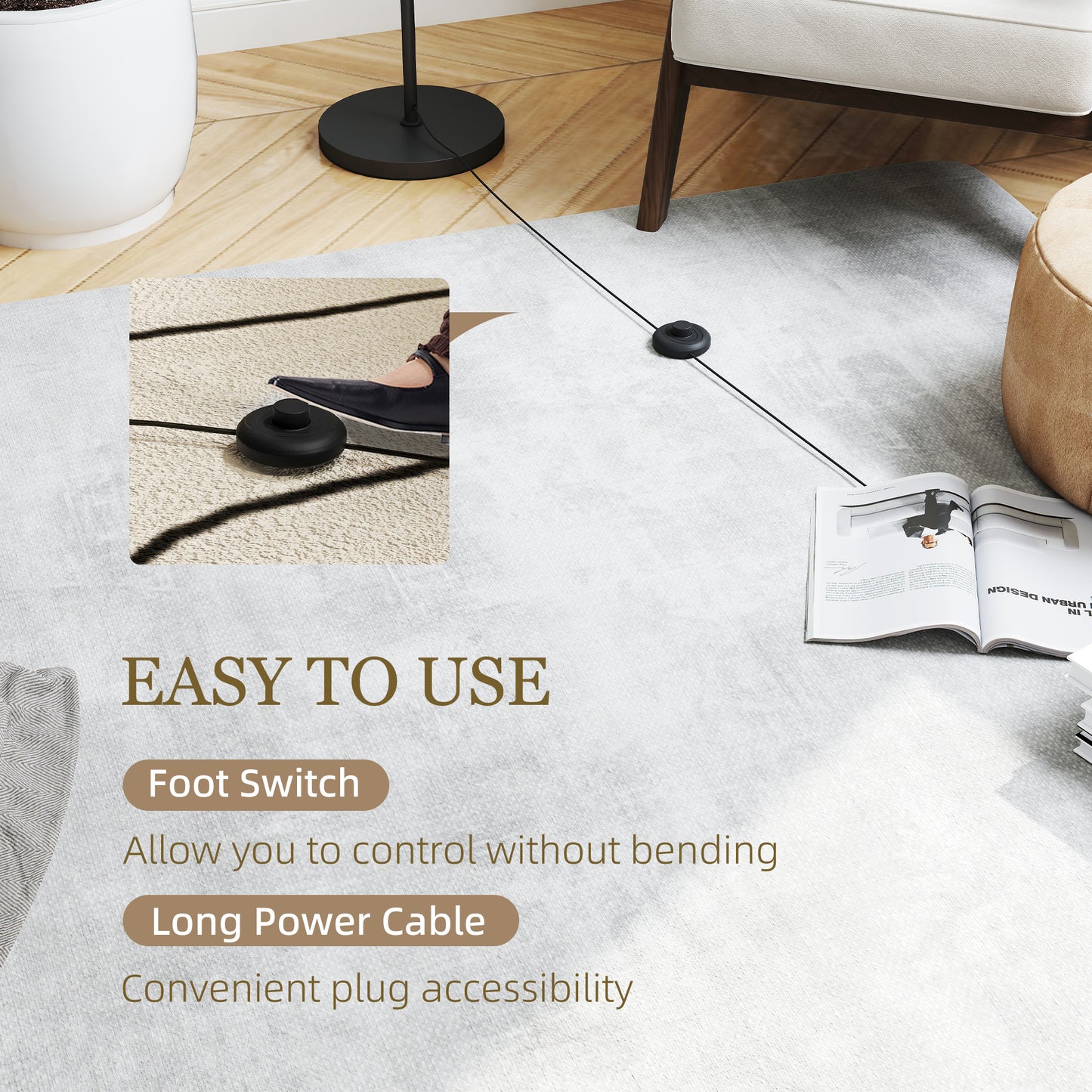 Modern Tree Floor Lamp with 3 Light, for Living Room Bedroom, Black