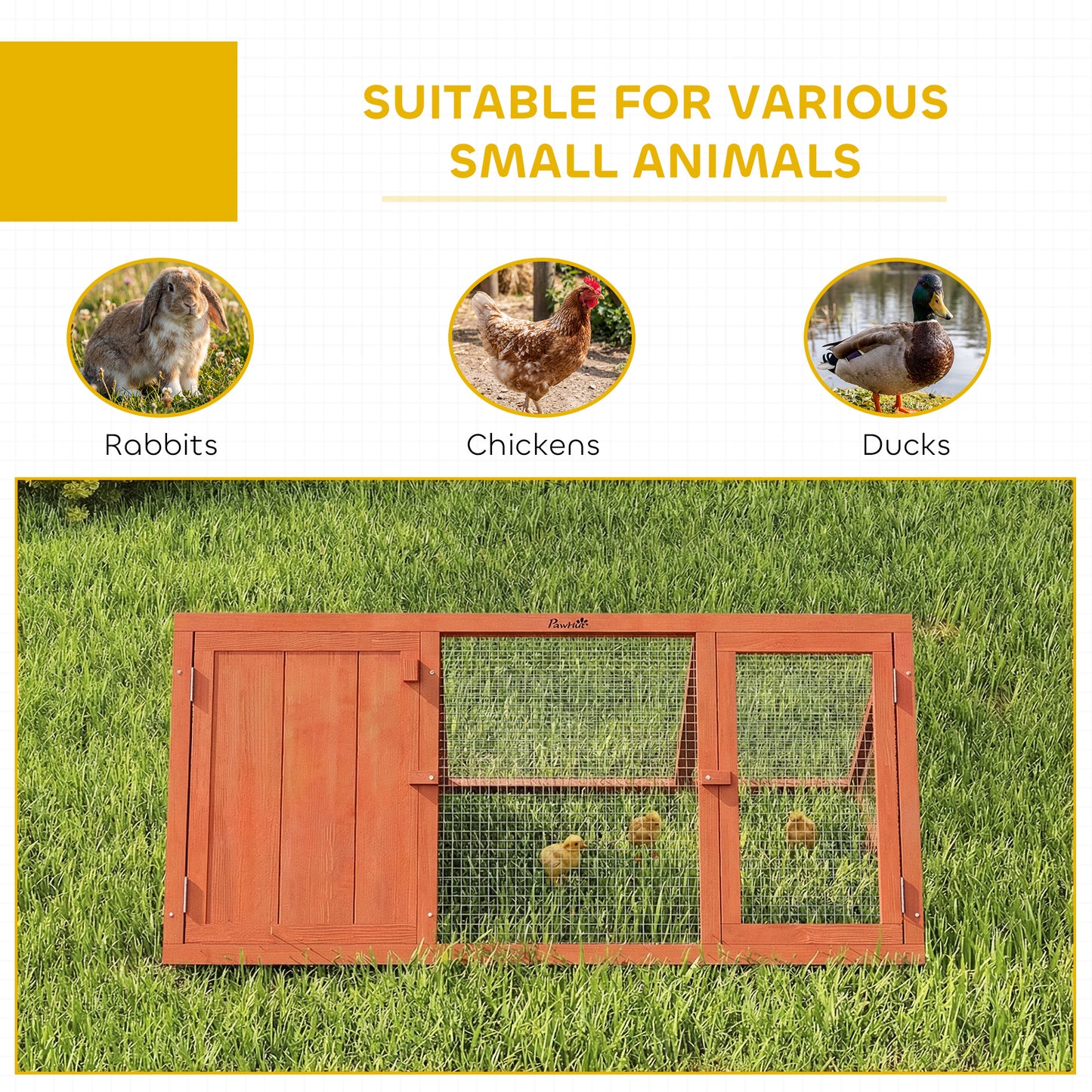 Rabbit Hutch, Wooden Guinea Pig Hutch with Run and Doors