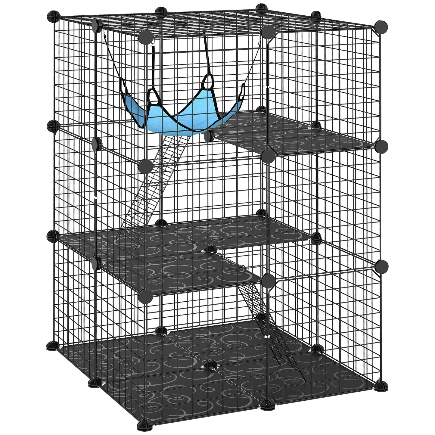 Indoor Cat Cage with DIY Customizable Design 105 cm Black
