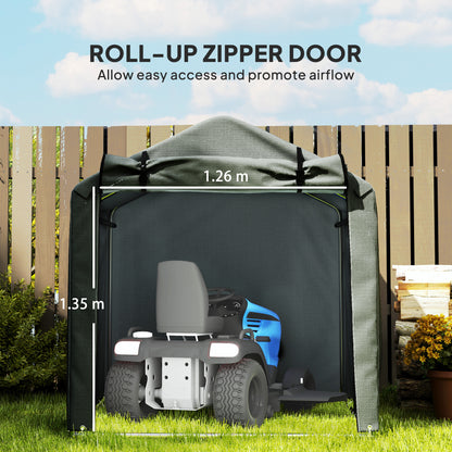 Garden Tool Storage Shed with Roll-up Zipper Door, Dark Grey