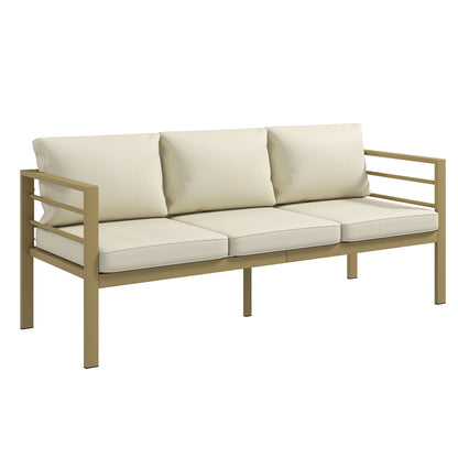 Garden Bench with Cushions, Outdoor Furniture, Cream White
