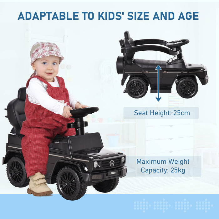 Ride-On Car Push Along Car Mercedes-Benz G350 Sliding Walker Foot to Floor Slider Stroller Toddler w/ Steering Wheel, Black