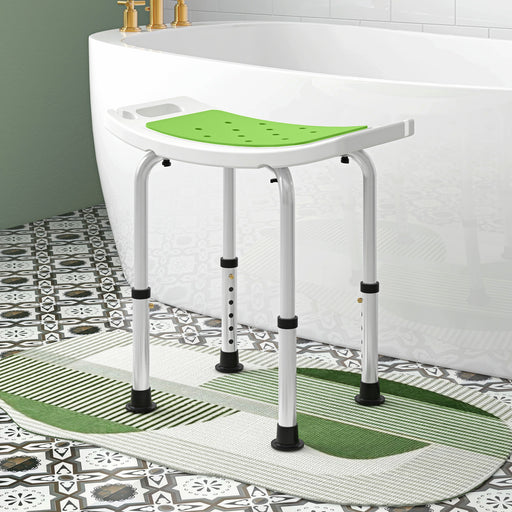 Adjust Aluminium Bath Stool Spa Shower Chair Non-Slip w/ Shower Hole