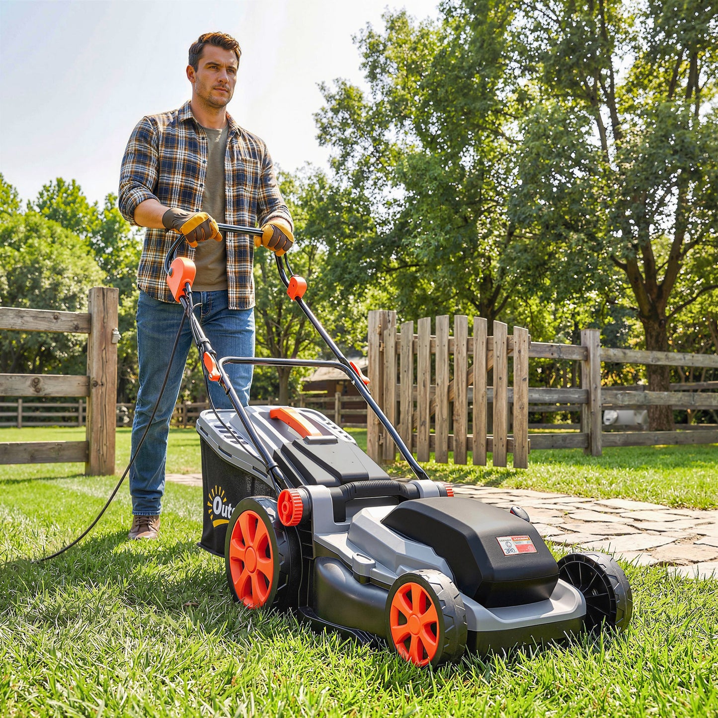 1800W Electric Lawnmower with 40cm Cutting Width, Mulching Feature