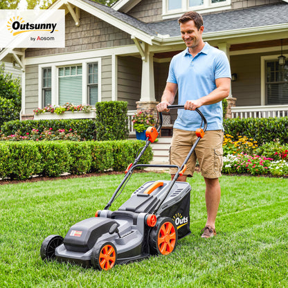 1800W Electric Lawnmower with 40cm Cutting Width, Mulching Feature and 50L Grass Collection Bag, Electric Lawnmower Corded with 6 Cutting Heights, 10m Cable Length, Carry Handle, Light Grey