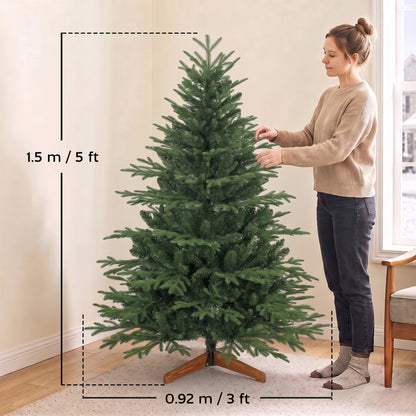 150 cm Artificial Christmas Tree Solid Pine Wood Stand, Green