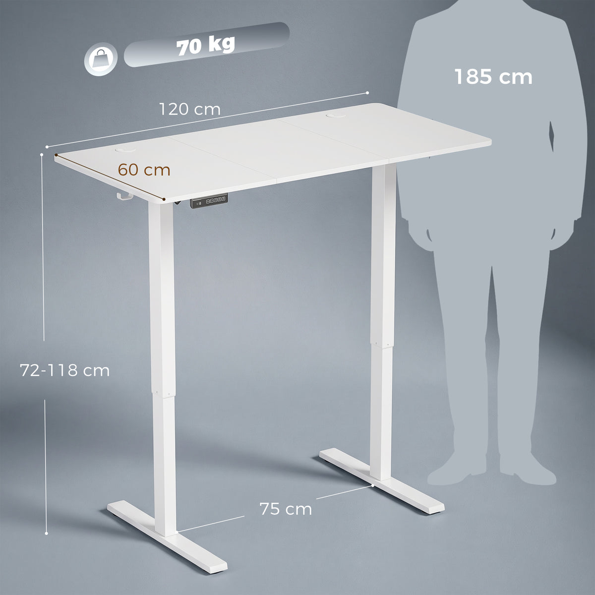 Standing Desk Memory Control Adjustable White