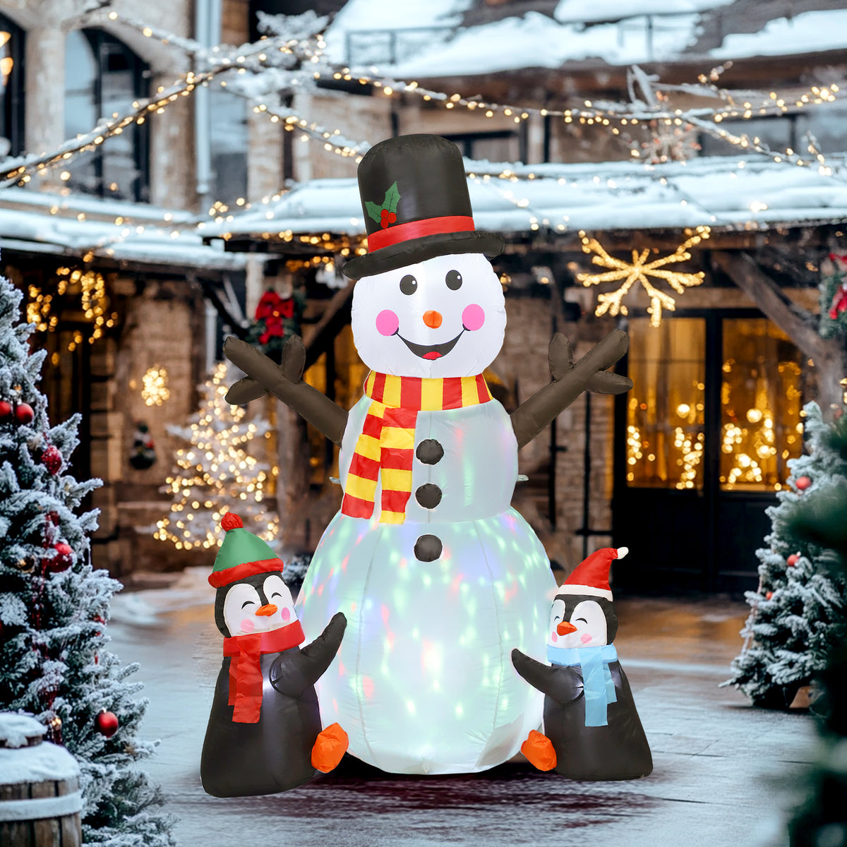 Blow Up Christmas Inflatables with Flashing Projector Light