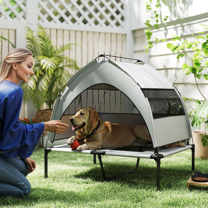 Portable Elevated Dog Bed with Removable Canopy, 92 x 75 x 89 cm