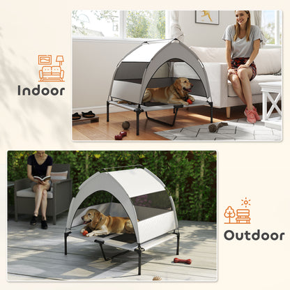 Portable Elevated Dog Bed with Removable Canopy, 92 x 75 x 89 cm