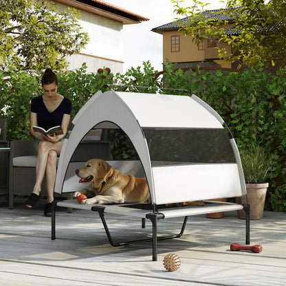 Portable Elevated Dog Bed with Removable Canopy, 92 x 75 x 89 cm