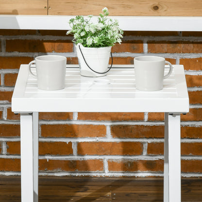 Garden Side Table Coffee Table with Umbrella Hole for Patio Balcony