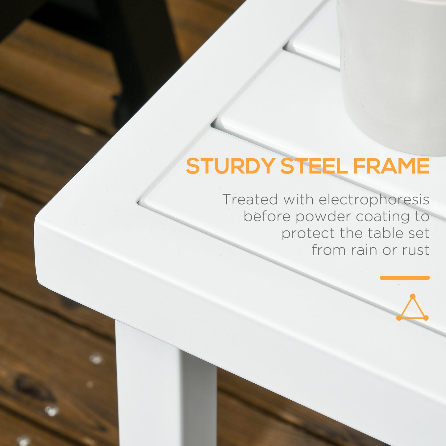Garden Side Table Coffee Table with Umbrella Hole for Patio Balcony