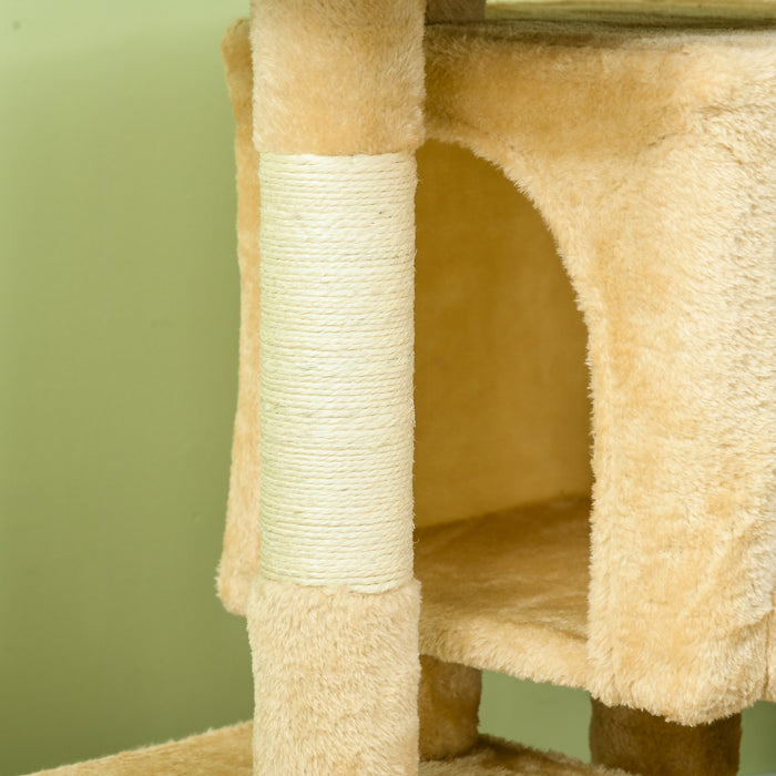 Sisal Cat Rest & Play Activity Tree w/ 2 House Cream White