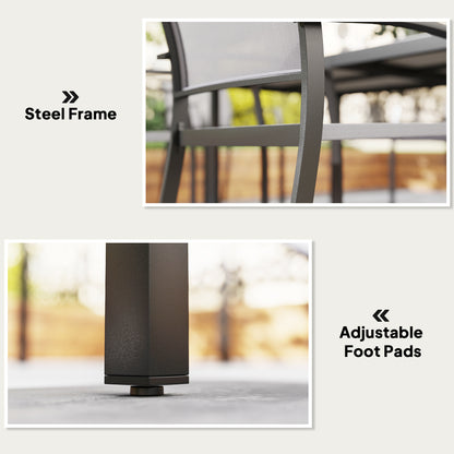 5 Piece Garden Furniture Set with 4 Stackable Armchairs, Grey