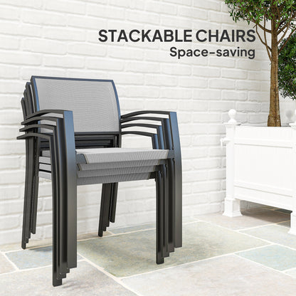 5 Piece Garden Furniture Set with 4 Stackable Armchairs, Grey