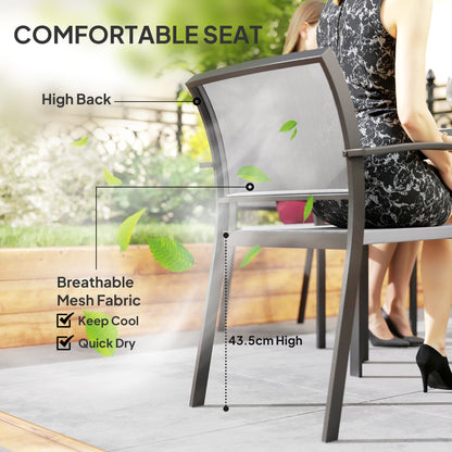 5 Piece Garden Furniture Set with 4 Stackable Armchairs, Grey