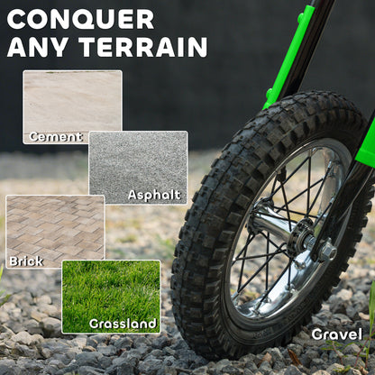 Kids Electric Motorbike, 24V Battery Powered Dirt Bike with 250W Motor, 6-16km/h, 7AH Batteries, 12" Inflatable Tires and Rear Suspension, Ride On Motorcycle for 8-12 Years Old, Green