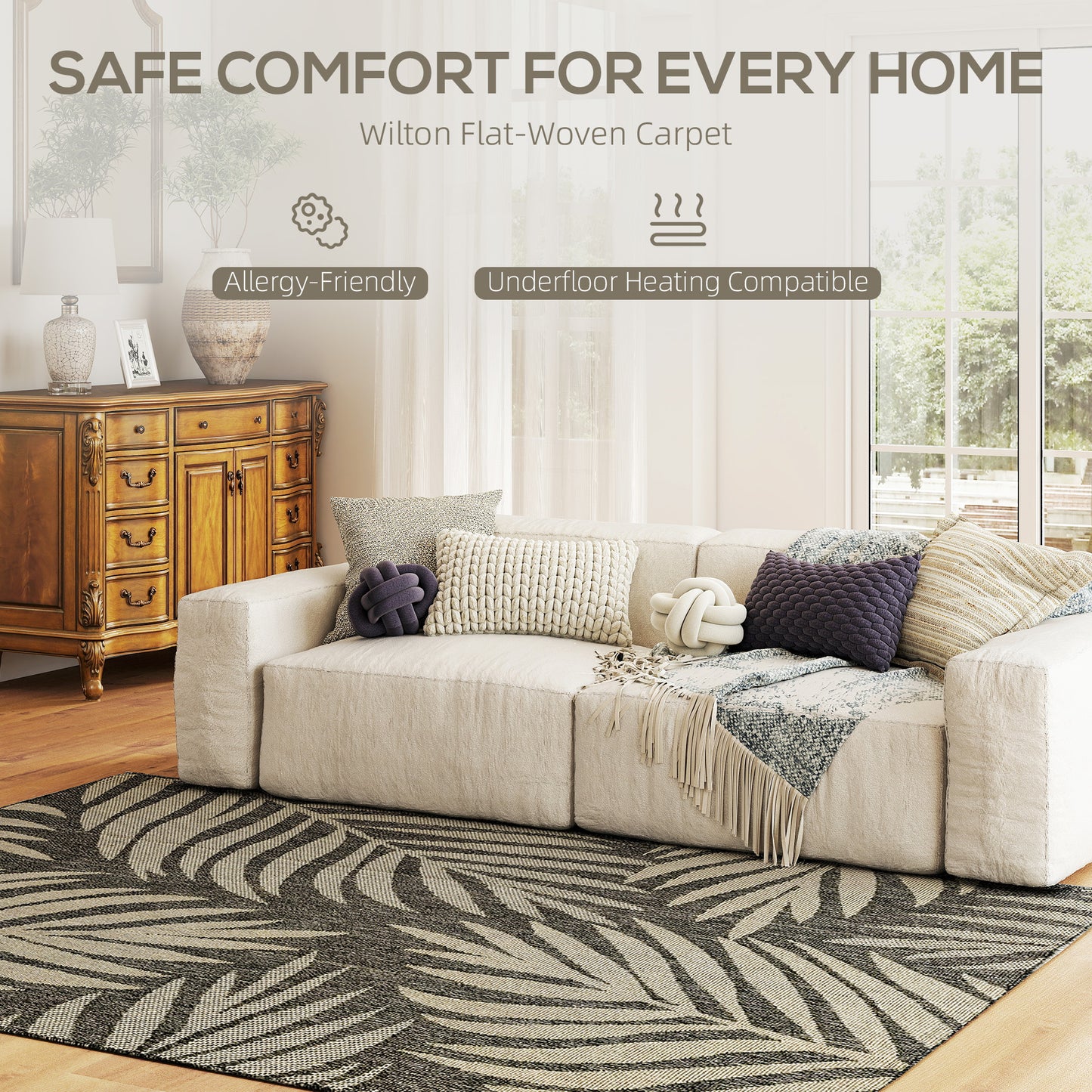 Easy-Cleaning Machine Washable Rug for Patio, Garden, Grey