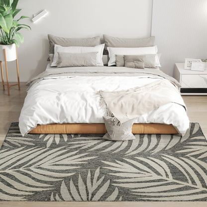 Easy-Cleaning Machine Washable Rug for Patio, Garden, Grey